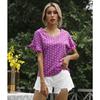 Women's Summer Polka Dot V-Neck Short Sleeve T-Shirt Top
