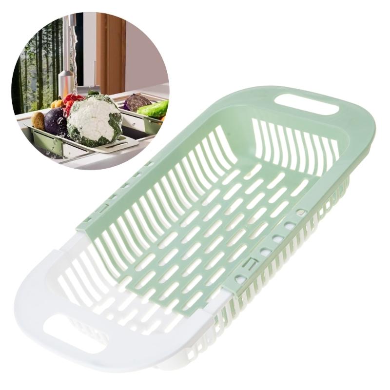 Over the Sink Colander Plastic Strainer Basket for Fruit and Vegetable Washing Waterproof Kitchen Dish Storage Shelf