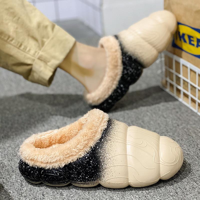 Męskie bawełniane kapcie zimowe nowe wysokiej jakości domowe na grubej podeszwie z podszewką z polaru kolorowe bawełniane buty