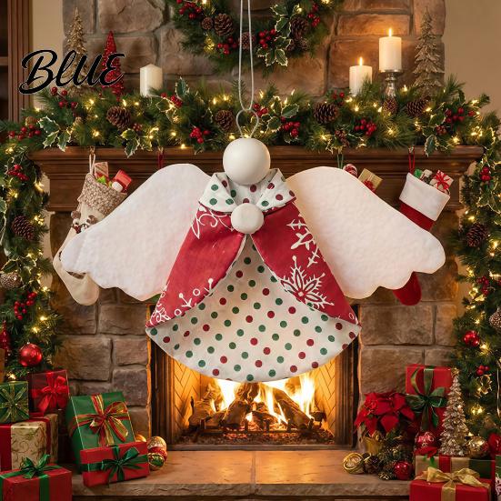 Winter Theme Party Supplies Fabric Angel Hanging Ornament Christmas Tree Decor Polka Dot Classroom Favors Ornament for Window Mantel Home