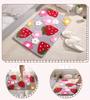 Inyahome Strawberry Cute Design Cozy Ultra Soft Bath Floor Mats Rugs Plush Microfiber Water Absorbent for Tub Shower and Bath