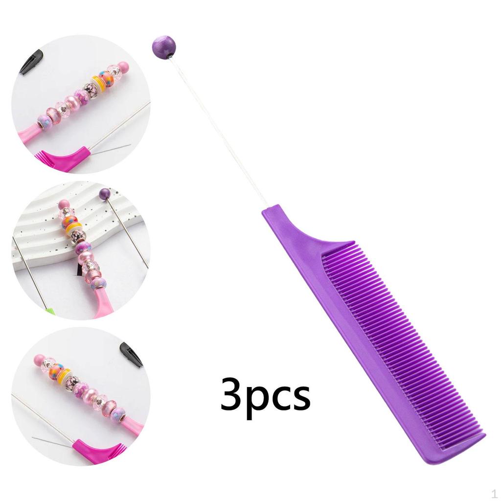 3 Pieces DIY Beaded Hair Combs Hairdressing Comb Women Girls Cutting Styling Grooming