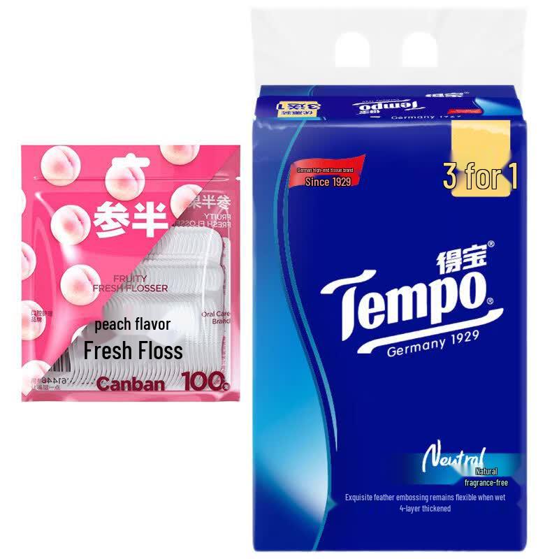 Semi-Half Peach Dental Floss & Tempo Tissues Bundle