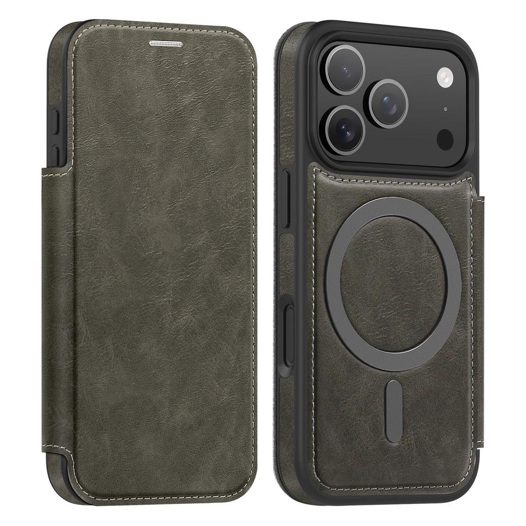 Magnetic Charging Flip Leather Case for Apple iPhone Pro Max (17/16/15/14) - Full Coverage & Anti-Theft