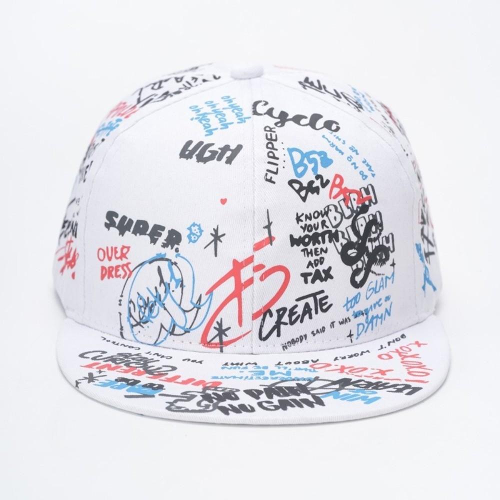 All-Over Letter Print Graffiti Baseball Cap Adjustable Snapback Cap For Man Women Unisex