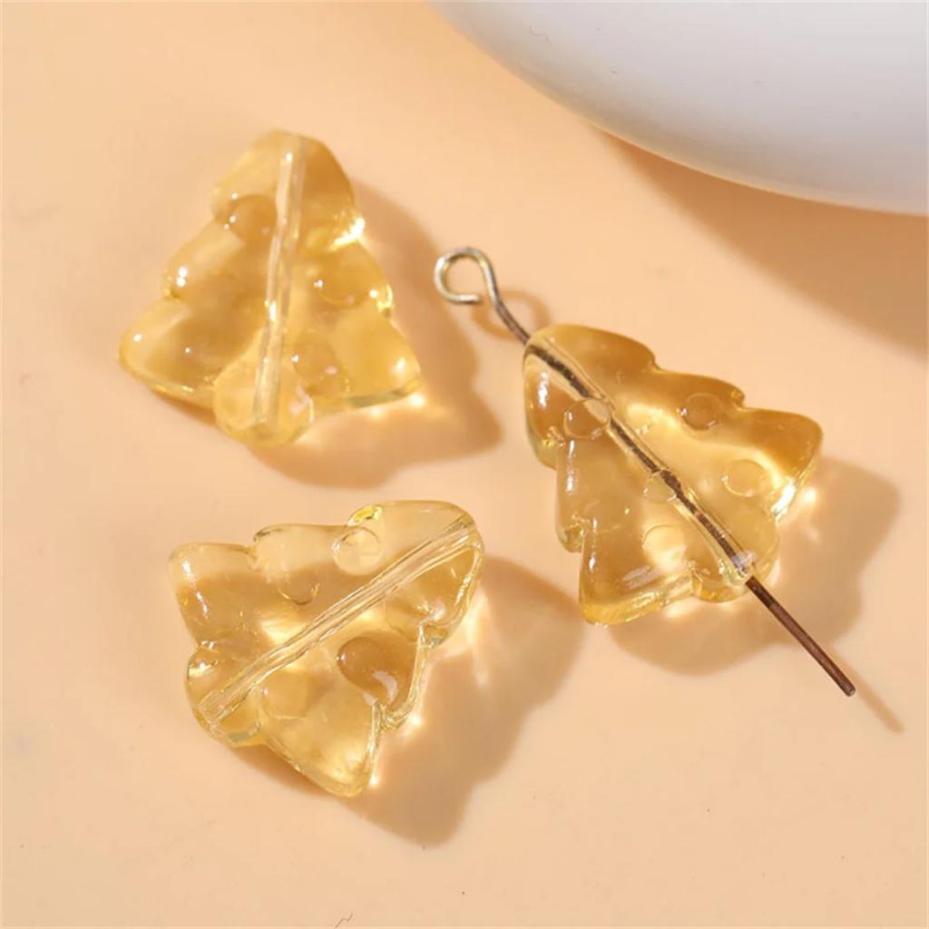 Z32 14x16mm 5pcs Cartoon Glass Transparent Colorful Christmas Tree Handmade Mobile Phone Chain DIY Bracelet Material Accessory