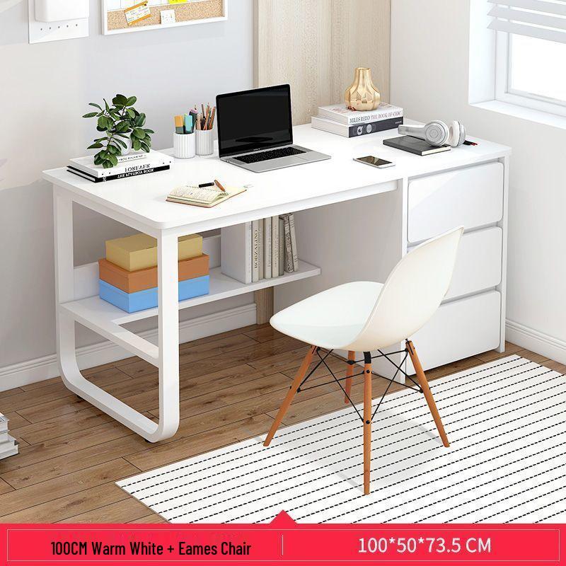 Simple Integrated Computer Desk with Cabinet for Bedroom or Apartment