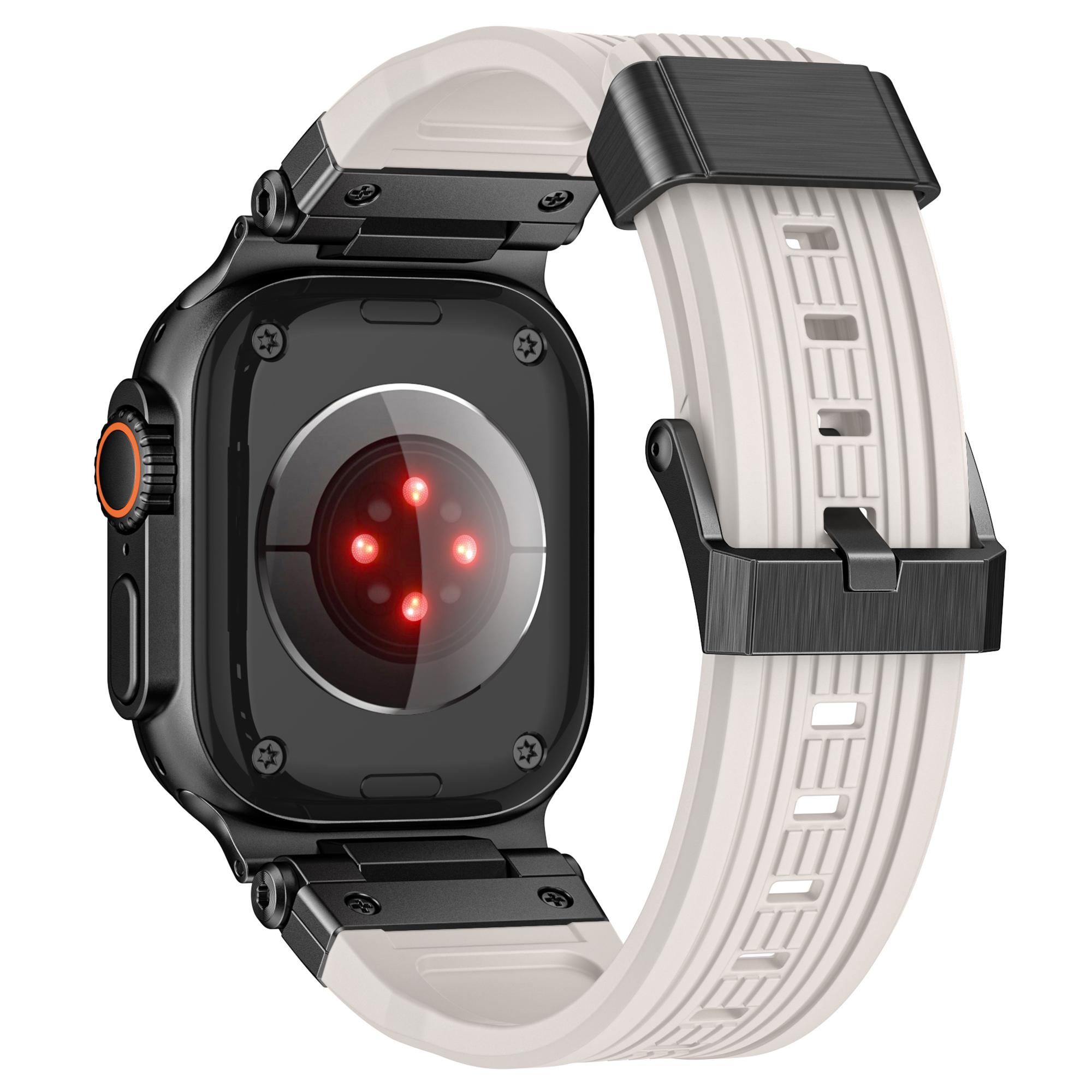 

Wrist Strap for Apple Watch Series 10 Ultra 9 8 7 SE 6 5 4 3 2 1 46mm 49mm 45mm 44mm 42mm Stainless Steel Connector TPU Watch Band Starlight