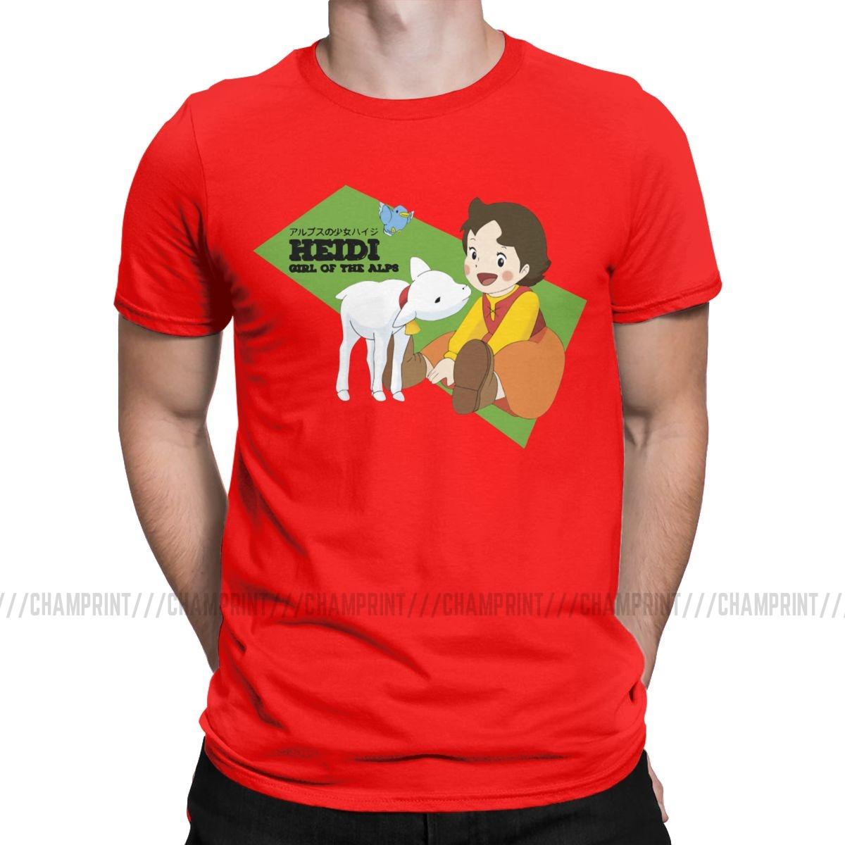 

Vintage Heidi Girl Of The Alps TShirts Men O Neck 100 Cotton T Shirt Goat Anime Short Sleeve Tee Shirt Plus Size Tops S