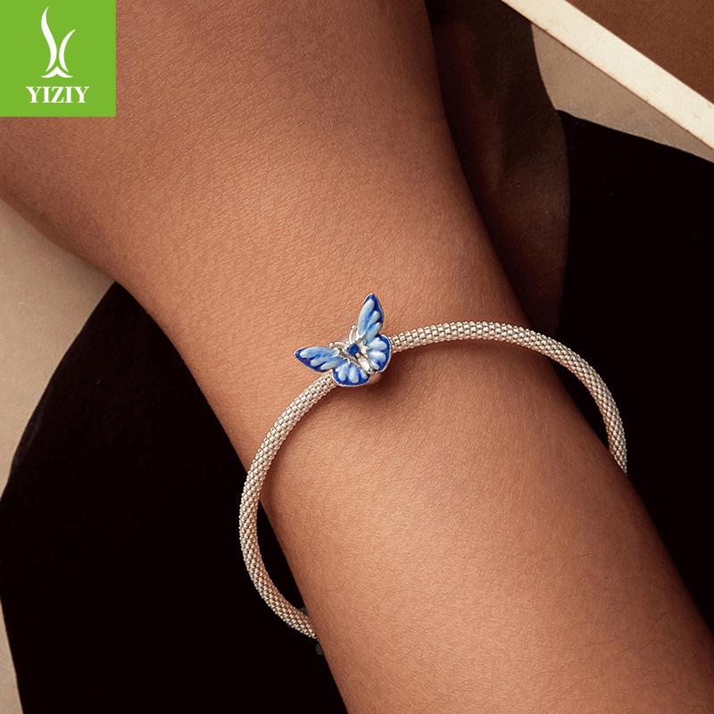 925 Sterling Silver Dream Butterfly Beaded Animal Silicone Bead Diy Bracelet Accessories