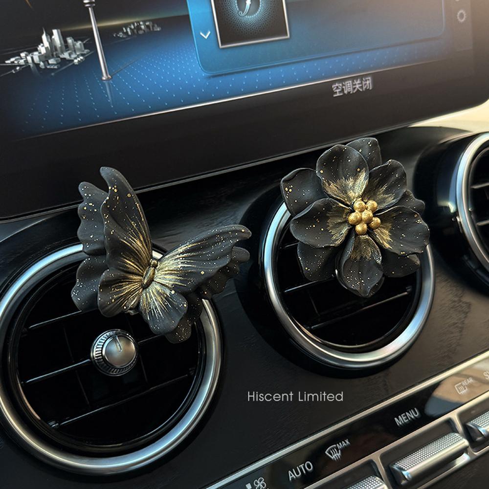 Advanced Romantic Starry Sky Rose Butterfly Car Aromatherapy Air outlet decoration Car fragrance extender with perfume