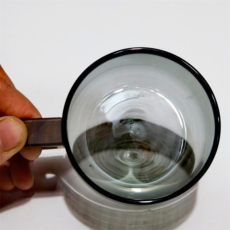 300ml Holzgriff Mahlen Kaffee Glas Kaffeetasse mit Tablett Löffel Hitzebeständig Frisch Gemahlener Kaffee Tasse Milch Tee Tasse Trinkgeschirr