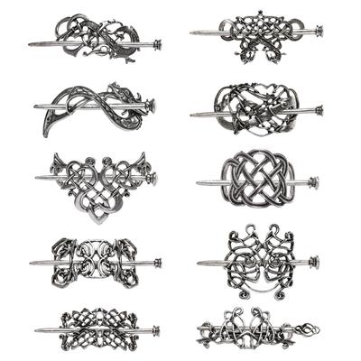 Accesorios para el Cabello Nudo de Metal Plateado Palillo para el Cabello Broches Celtas Pasador para el Cabello Pinzas Vikingas para el Cabello