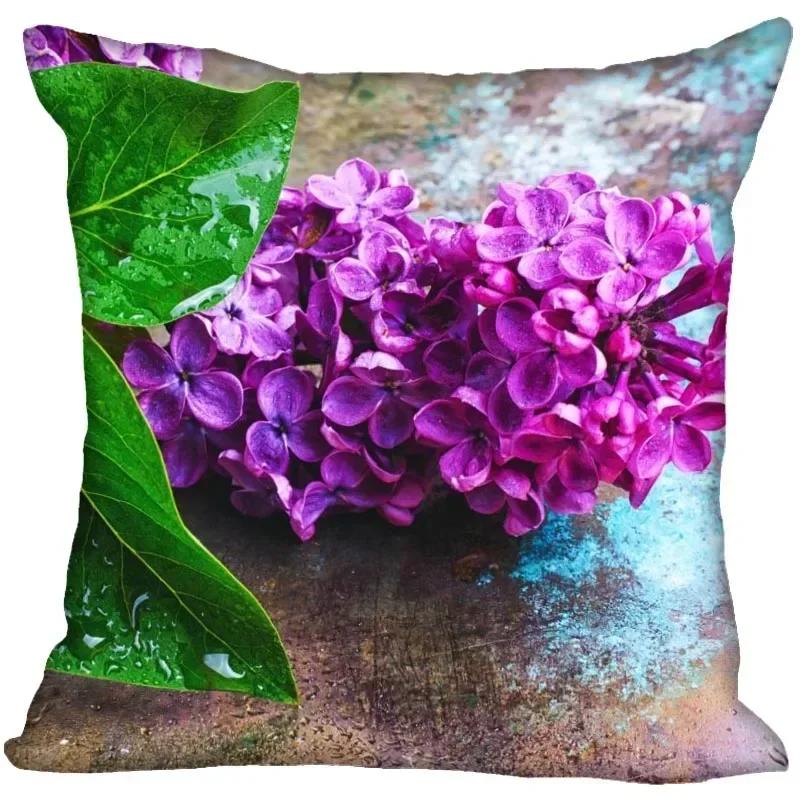 Lilac Flower Polyester Cushion Cover Children's Room Decoration Pillow Case Living Room Home Decoration