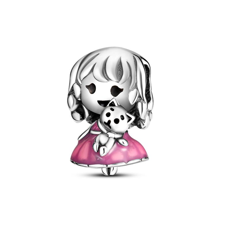 Pink Series Copper Infinity Love Mum Heart To Heart Dangle Beads Original Accessories Charm Bracelets Women Jewelry