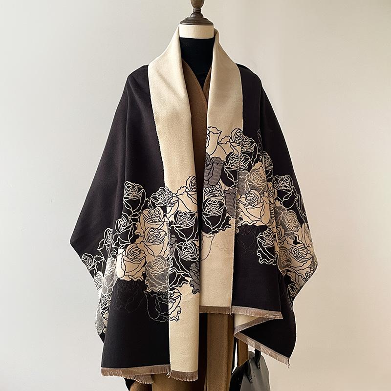 New Luxury Design Winter Two-Sided Cashmere Jacquard Scarves High Quality Women Thicken Wrap Shawl Ladies Wool Pashmina Scarf