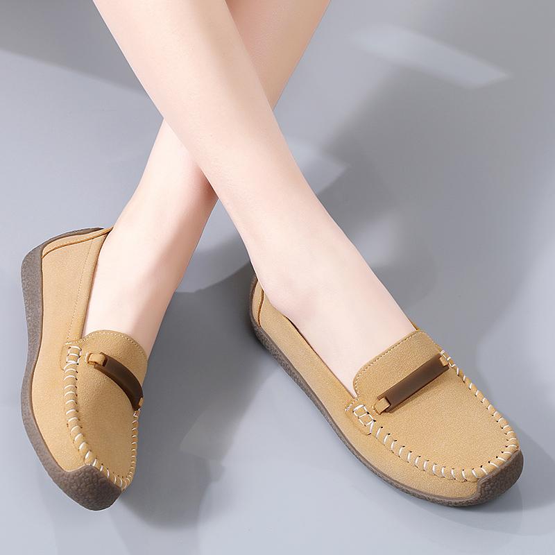 Fashion Women Suede Flats Slip on Soft Sole Walking Shoes Comfortable Low-cut Mother Loafers Casual Daily Shoes Size 35-43
