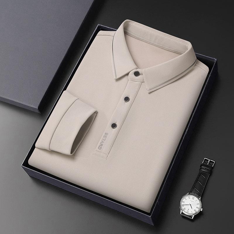 Polo a maniche lunghe da uomo semplice Primavera e Autunno Nuovo Casual Colletto polo Camicia da uomo Trendy T-shirt versatile da uomo XL