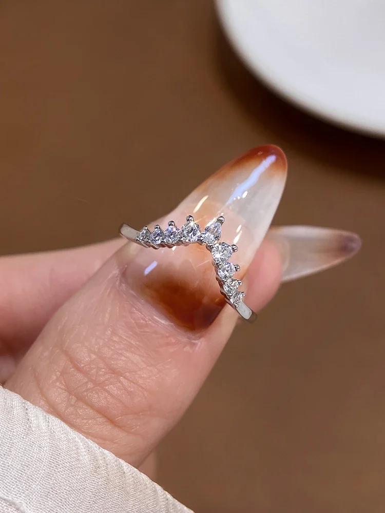 925 Sterling Silver Classic Simplicity V-Shaped Water Droplet Ring For Women Engagement Wedding Luxury High Quality Fine Jewelry