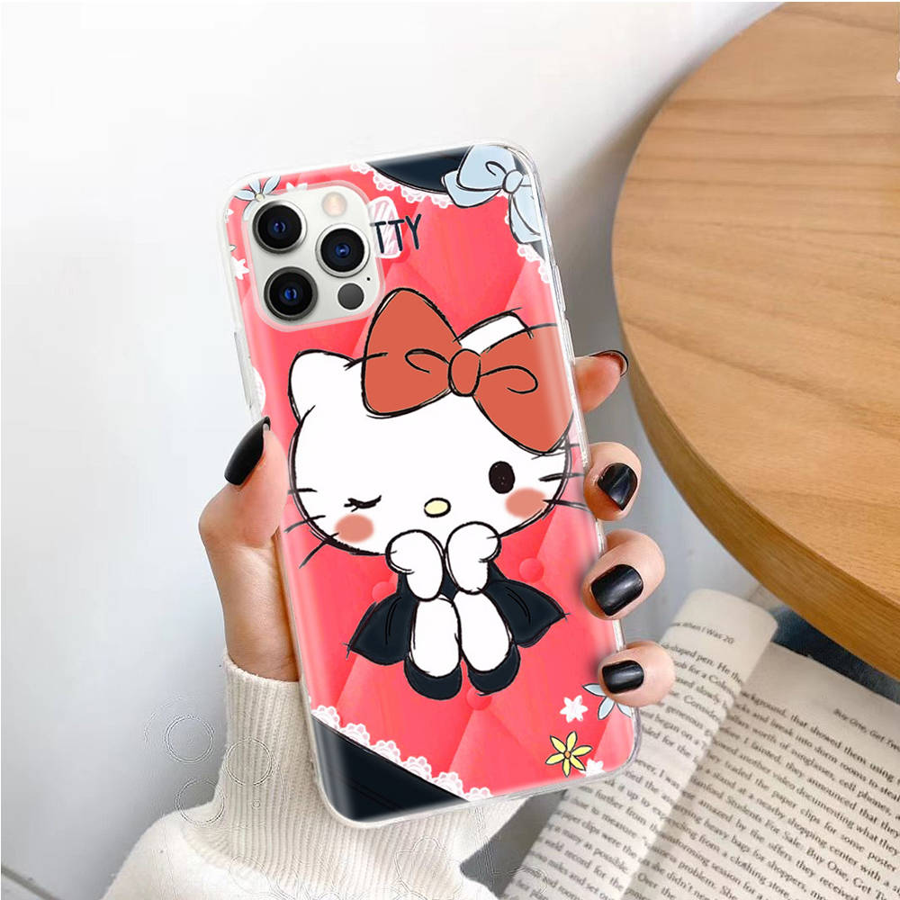 Transparent Case for Samsung A04 A14 A23 M33 M53 Realme 10 9 C35 C55 VIVO X80 Infinix Hot 30 Note 11 Tecno Spark 8P Pro L-28 Cute Hello Kitty