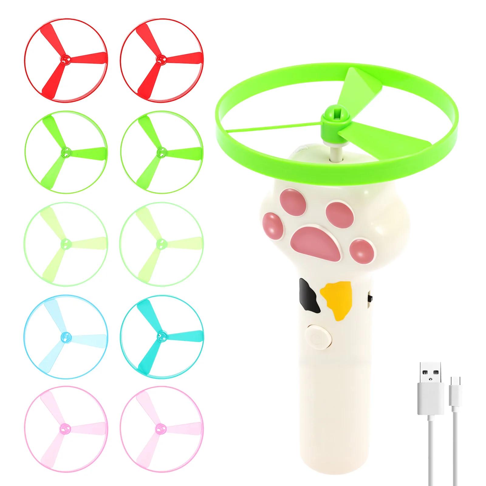 Cats Disc Luminous Interactive Toy Night light Flying Bamboo Dragonfly Saucer Pet Training Shooting Gun Chasing Games Cat Toy белый