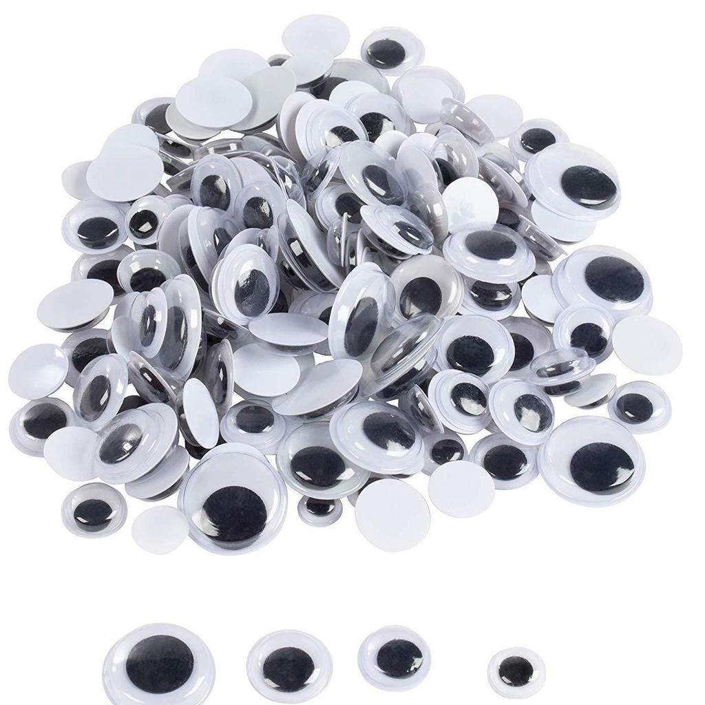 Self-Adhesive Black & White Wiggle Eye Stickers for DIY Crafts