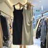 Women's Black Sleeveless Midi Dress Square Neck Bodycon Casual Tank Dress