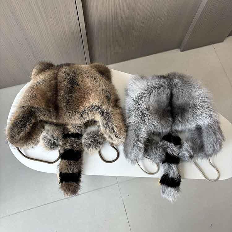 Pälsmössa Dam Imitation Rävpäls Vinter Varm Förtjockad Mongolisk Mössa Mode Söt Lei Feng-mössa