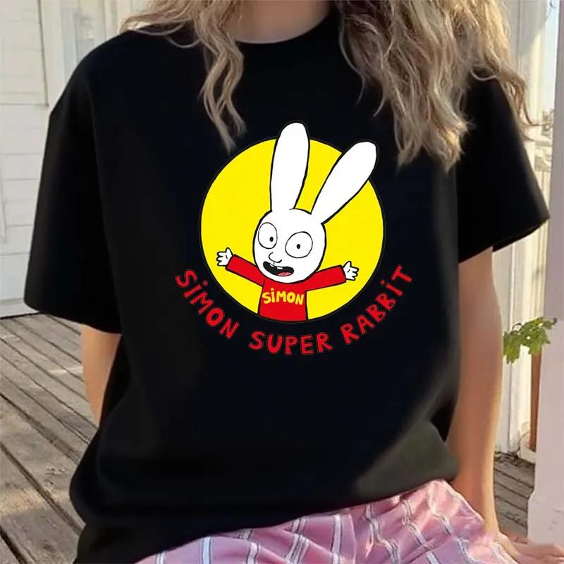 Simon Super Bunny T-shirt Rolig Barn Pojkar Rundhals Kortärmad Topp Vår Sommar Flickor Ledig Tecknad Mönster Kläder