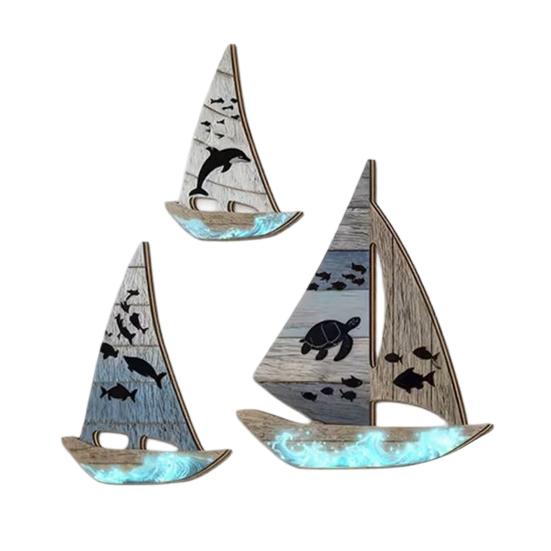 3 Pcs Nautical Sailboat Wall Art Rustic Ocean Coastal Wooden