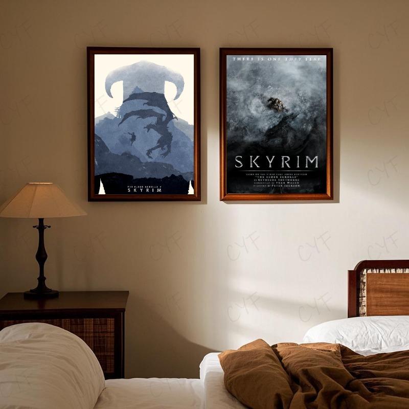 S-Skyrim The Elder S-Scrolls V Poster HD art sticky wall waterproof home living room bedroom bar aesthetic decoration