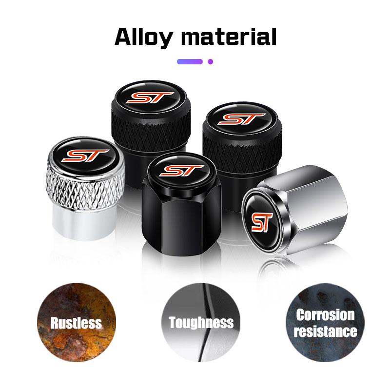 For Ford St Kuga Fiesta Fusion Mondeo Explorer Ecosport 4Pcs Car Wheel Tire Valve Cap Tyre Rim Stem Waterproof Cover Accessories