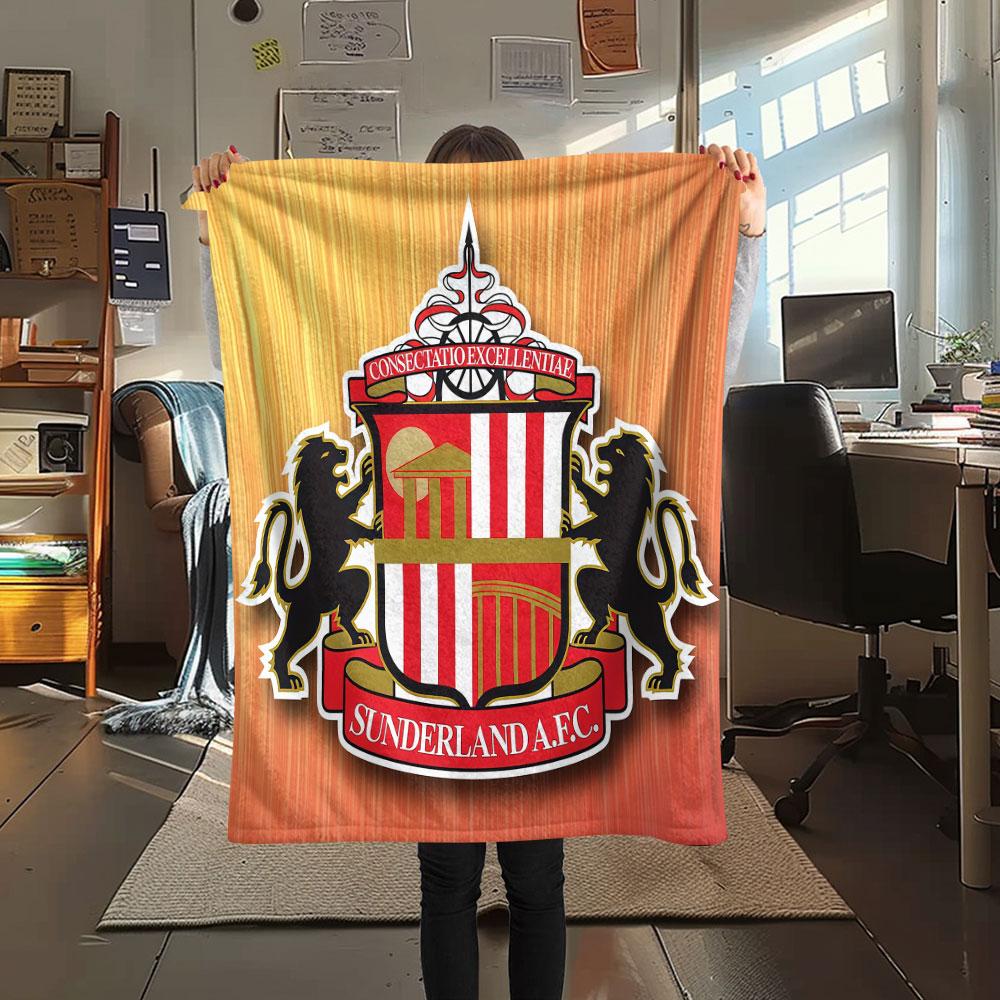 1PC Sunderland Association Football Club Patterned Flannel Blanket Suitable For All Seasons for Home Decor Warmth and Comfort Gifts Holiday Present