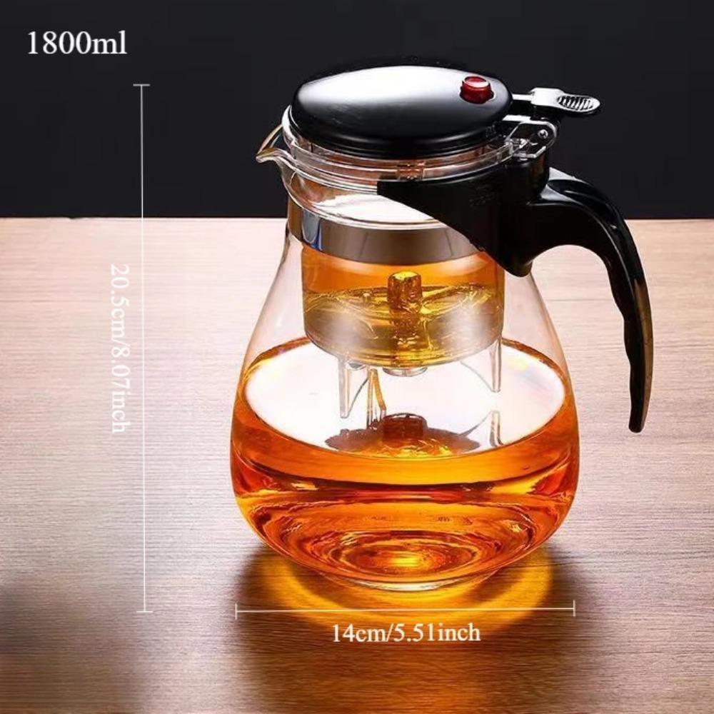 Ceainic din Sticlă Rezistentă la Căldură cu Filtru One Click, Aparat pentru Ceai și Cafea, Design de Separare a Apei, Articole de Ceai pentru Acasă