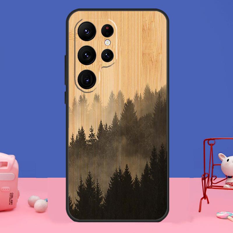 Tree Flower Bamboo Wood Cover For Samsung Galaxy S24 S23 S22 S21 S20 FE Ultra Plus S8 S9 S10 Note 10 20 Ultra Case