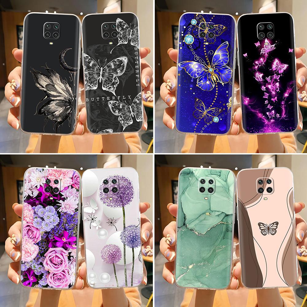 For Redmi Note 9S Phone Case Butterfly Patterns Soft TPU Clear Silicone Cover For Xiaomi Redmi Note 9 Pro Redmi Note 9 Pro Max
