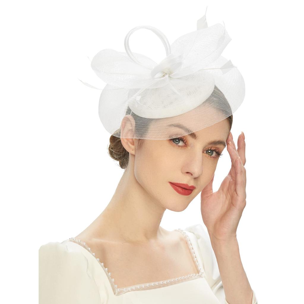 Bandeau De Voile De Mariée Chic, Coiffe Avec Perles Pour Cheveux, Accessoire De Mariage élégant - Noir, 16x13x2 Cm