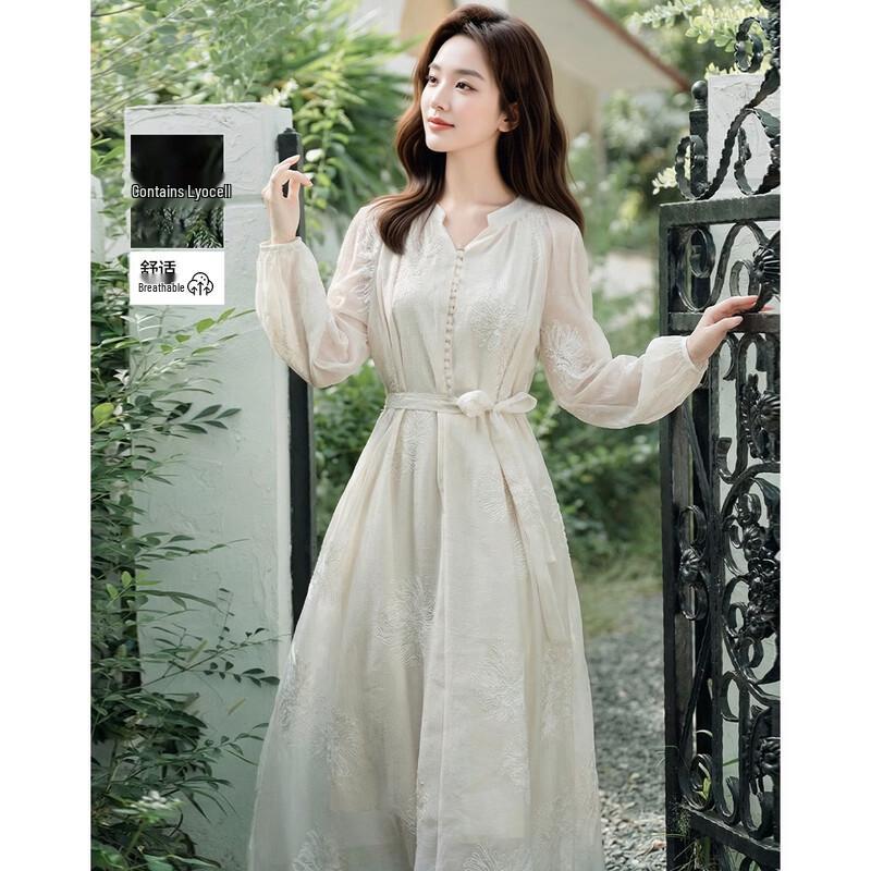 

Lightweight Lyocell V-Neck A-Line Dress S