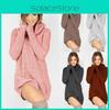 Elegant Women's Warm Knitted Jumper Mini Dress With High Neck Chunky Sweater Top