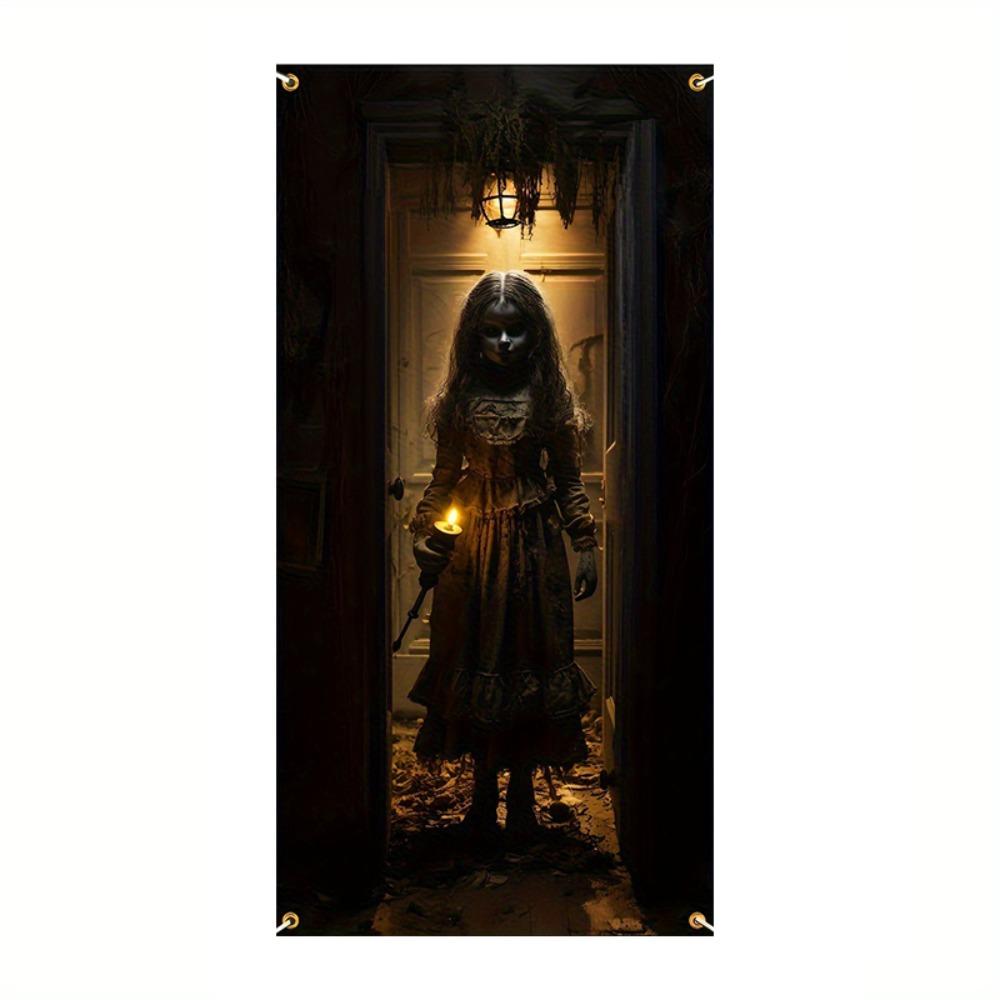 Ghost Blood Stain Skeleton Halloween 2D Door Banner Rectangular Halloween Background Banner  Party