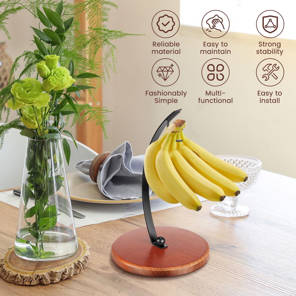 Banana Holder Stand Fruit Storage Banana Hanger Stand Organizer with Hook Kitchen Accessories