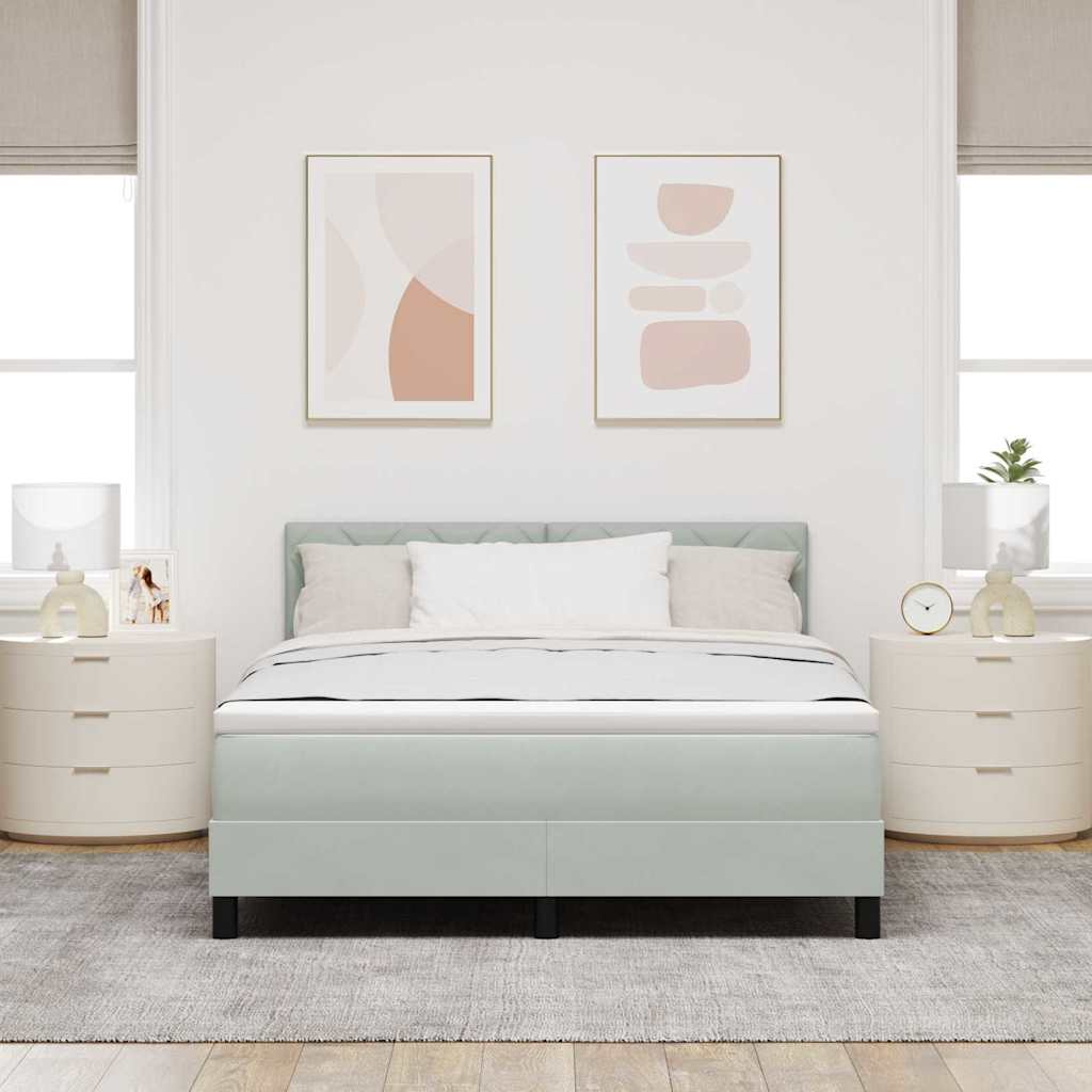 LED Upholstered Bed with Headboard Light Gray 160 X 200 Cm Velvet