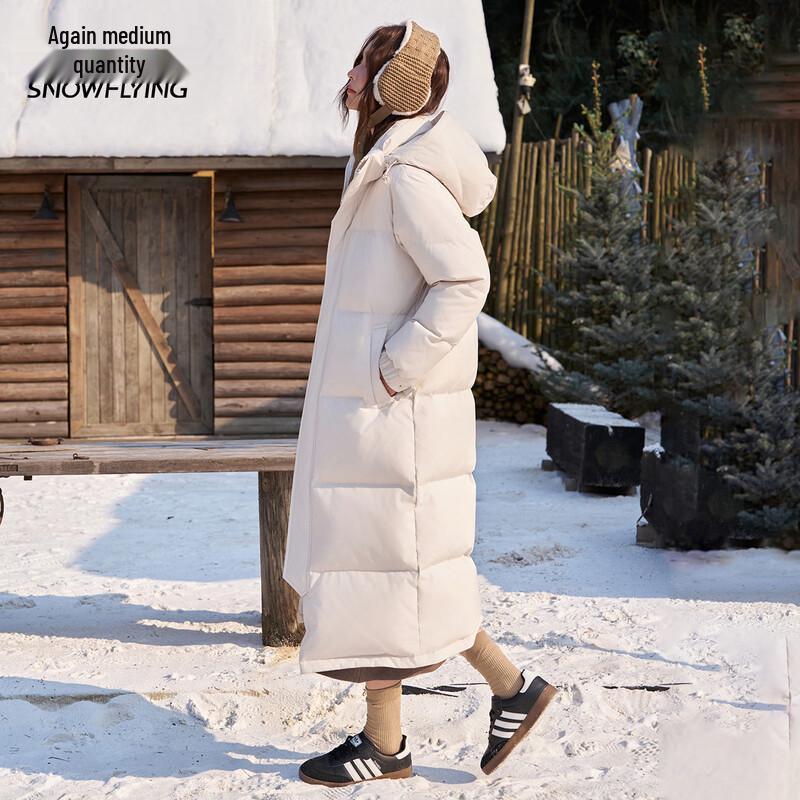 Snow Flying Unisex Mid-Length Down Jacket with Detachable Hood