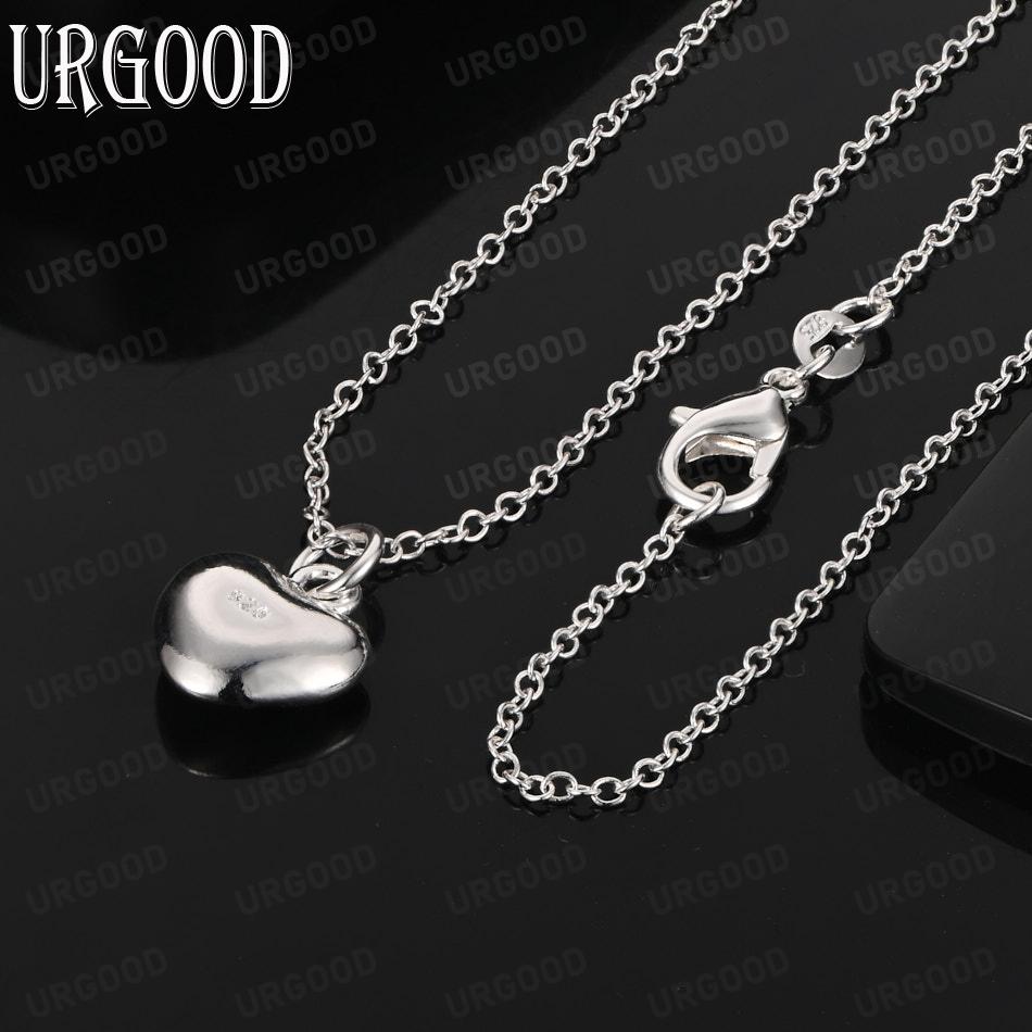 925 Sterling Silver Fashion Heart-Shaped Pendant Necklace - Exquisite Wedding Jewelry 45cm