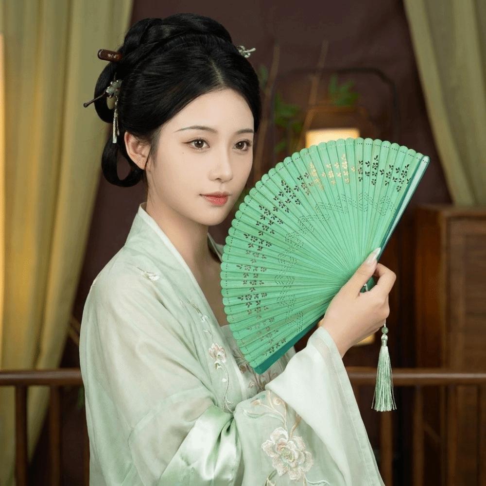 Classical Chinese Style Fan Solid Color Handheld Fans Decorative Fan Dance Fan  Summer