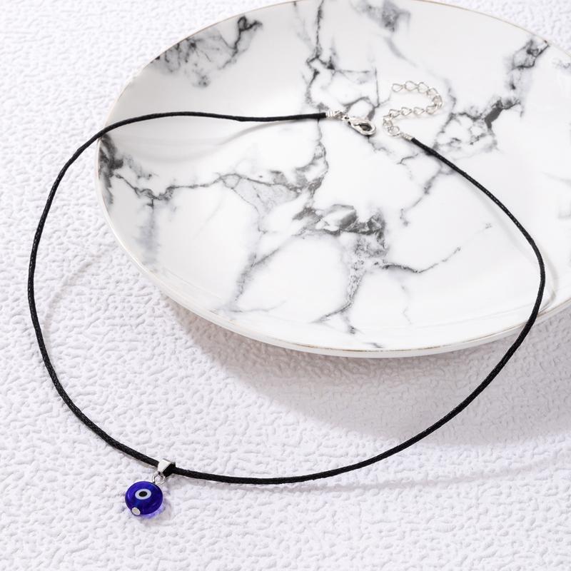 New Korean Personality Simple Blue Devil's Eye Pendant Necklace for Women Jewelry Minority Trendy Halloween Versatile Daily Items Bijoux