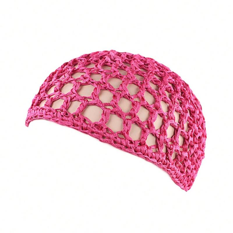 1pc Filet à cheveux en maille extensible et respirante pour femme, Crochet, Foulard tricoté, Chapeau de style, Filet à cheveux enveloppant, Accessoire de nuit pour la tête