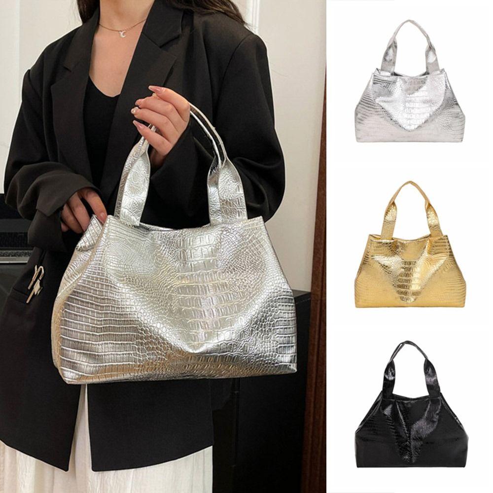 

Crocodile Women Hand Bags Luxury Commute Shoulder Bag Fashion Female Tote Bag Lady/Girls срібний