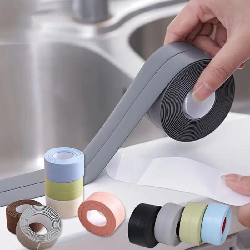 2 Roll PVC Sealing Strip Tape for Bathroom Bath Toilet Kitchen Caulk Tape Self Adhesive Waterproof Wall Sticker Mold Proof Tapes