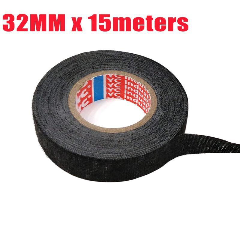 15meters Adhesive Cloth Tape for Cable Harness Wiring Loom Width 9/15/19/25/32MM Length15M